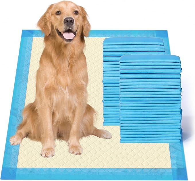 Gardner Pet Ultra Absorbent Thicker Dog Pee Pads Extra Large XL 28"x34" Leak-Proof Odor-Control Blue Puppy Training Pads Full Edge-Wrapping Pad for Dogs Dogs, Puppies, Doggie, Cats, Rabbits - 50 Ct