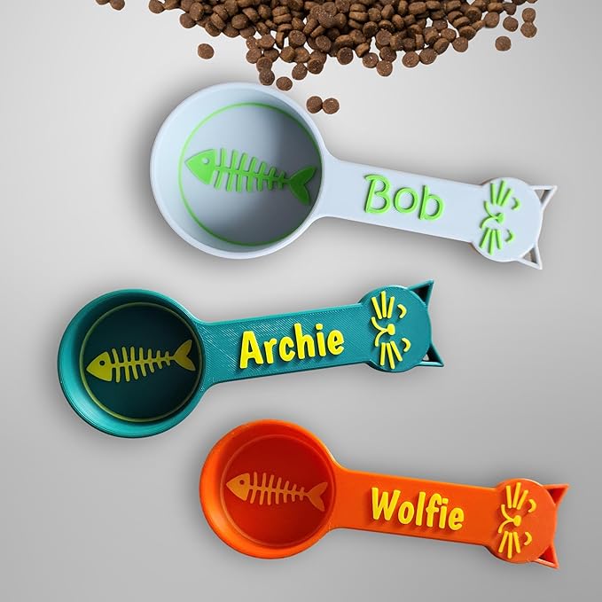 Personalized Cat Food Scoop, Cat Food Measuring Cup with Name, Kibble Scoop (8 oz - 1 cup)