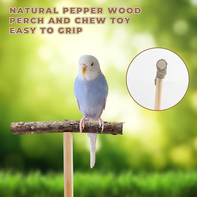 Bird Perch Rocking Toy, Natural Wood Parrot Tumbler Toy, Bird Perch Stand & Chewing Toys, Parakeet Paw Grinding Stick, Cage Accessories for Small Birds Parakeets Cockatiels Budgies Finches Love Birds