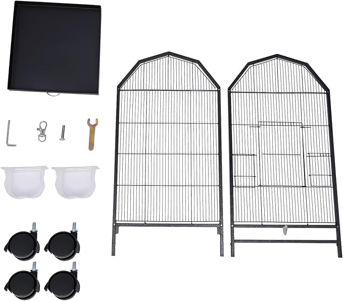 Bird Cage, Open Top Medium Small Bird Cage with 360° Full Hollow Design & Interactive Skylight Rolling Birds Cages for Cockatiel Sun Conure Green Cheek Senegal Meyer's Red-Bellied 18.11*18.11*39.9 In