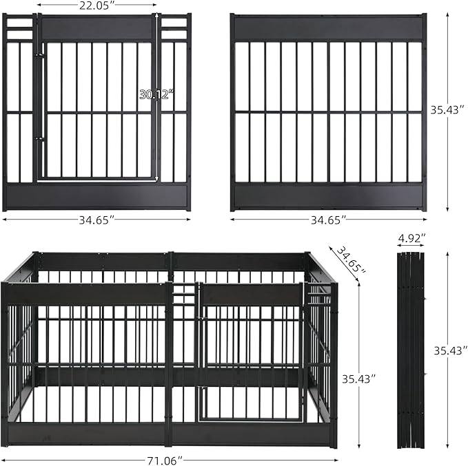 Dog Playpen, 35.4" Height Dog Pen Indoor, Heavy Duty, Safe and Sturdy, Furniture Style Puppy Pen