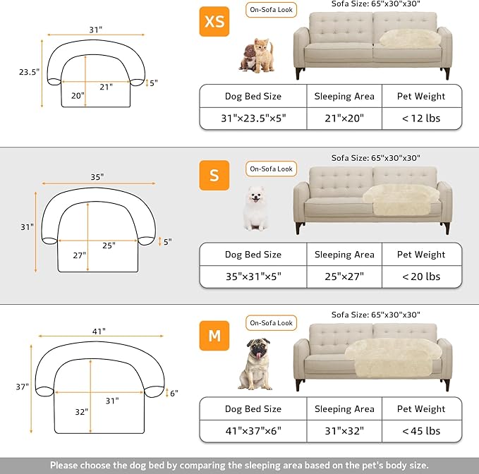 Calming Dog Bed Fluffy Plush Dog Mat for Furniture Protector with Removable Washable Cover for Large Medium Small Dogs and Cats (Small(35x31x5),Beige)