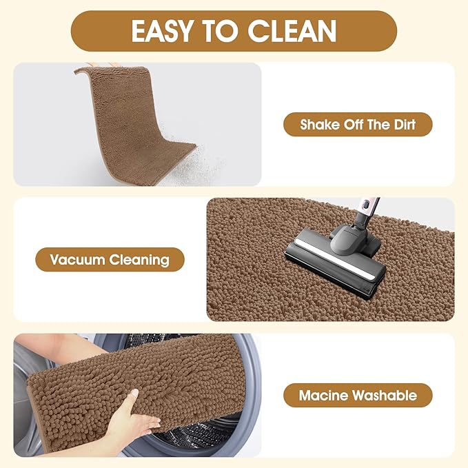 IM HOME 2 Pieces Muddy Door Mats for Dogs, Chenille Absorbent Pet Mats, Quick Dry, Trap Dirt Non Slip Heavy Indoor Doormat Soft Dog Bed Mat Front Inside Door Mat for Indoor Outdoor Entrance,Camel