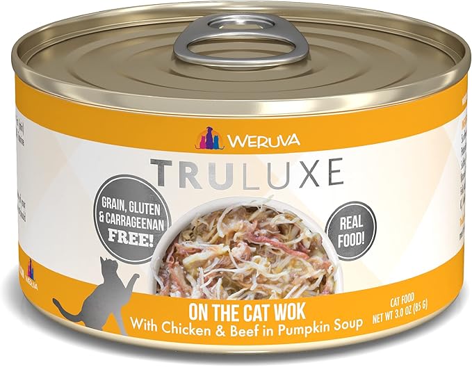 Weruva Truluxe Cat Food, On The Cat Wok with Chicken Breast & Beef in Pumpkin Soup, 3Oz Can (Pack of 24)