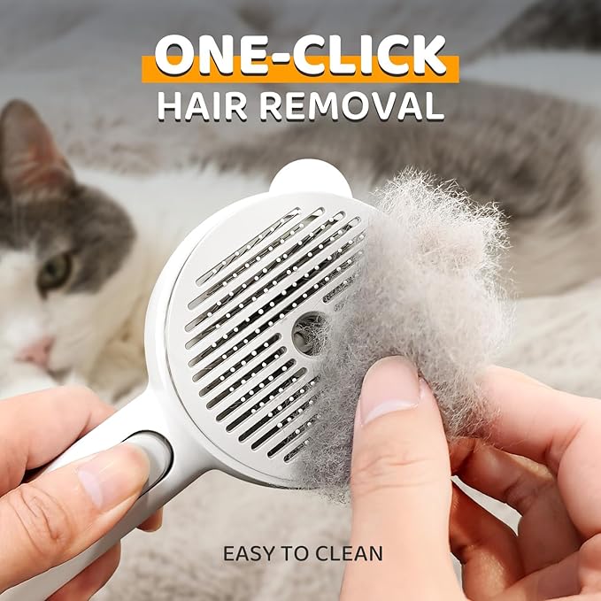 Cat Steam Brush, Self Cleaning Pet Spray Hair Removal Comb with Release Button, 3 In 1 Cat Brush for Indoor Cats for Shedding, Waterproof Pet Grooming Brushes for Long Short Haired Dogs Cats
