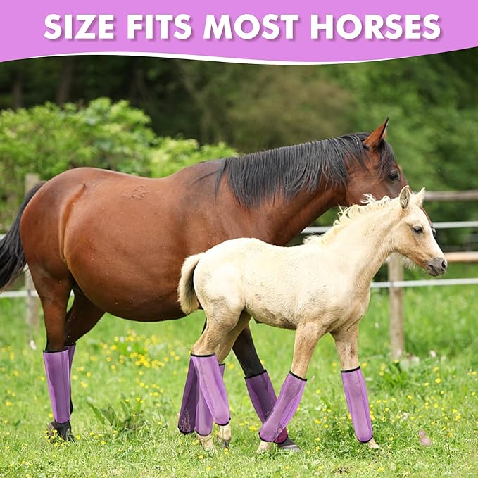4 Sets Fly Boots Loose Fitting & Non-Slip Horse Fly Leggings No More Horsefly Nuisance Greatly Reduce Stomping Breathable with Natural Air Flow