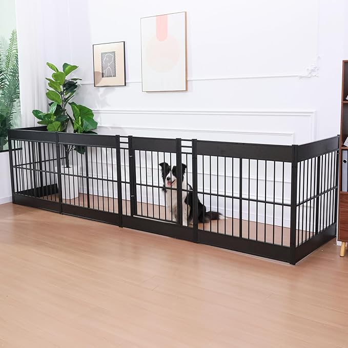 Dog Playpen, 35.4" Height Dog Pen Indoor, Heavy Duty, Safe and Sturdy, Furniture Style Puppy Pen (12 Panels (35.4" High), Black)
