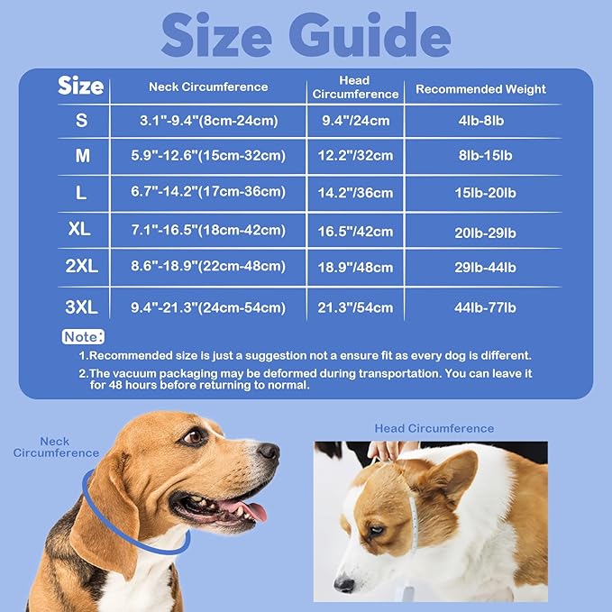 IDOMIK Dog Recovery Collar, Waterproof Soft Dog Cone After Surgery, Comfy Protective Elizabethan Collar Alternative for Dogs Cats, Adjustable Pet Neck Donut Cone Anti-Licking Biting Wounds,Navy,M