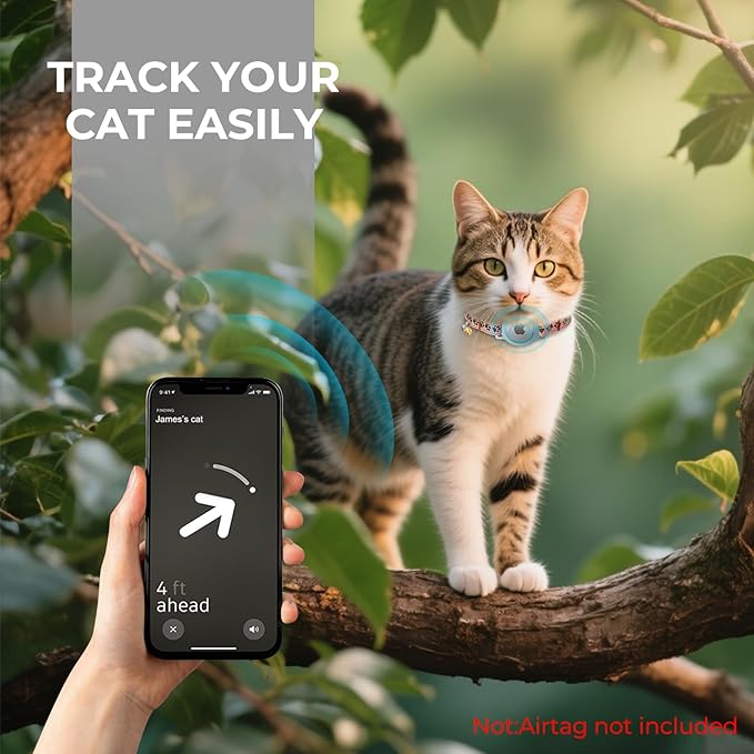 AirTag Cat Collar, Breakaway Cat Tracker Collar, Airtag Holder Compatible with Apple Air Tag, [Lightweight & Scratch Resistant] Adjustable Comfortable GPS Pet Collar for Cats Kittens, Pink