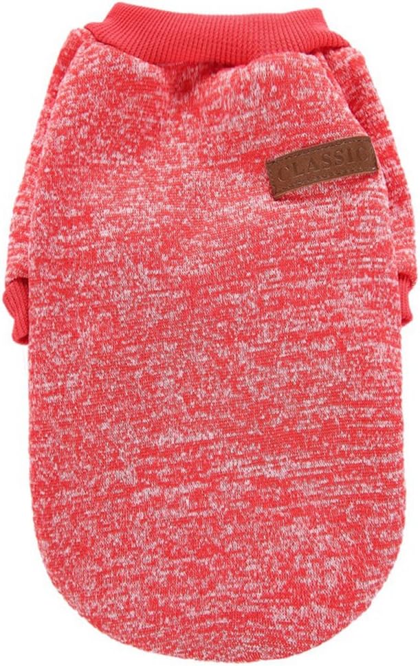 Jecikelon Dog Clothes Dogs Sweater Soft Puppies Clothing Winter Puppy Sweaters Warm Outfit for Dogs Small XXS XS Cat Apparel (Red, L)