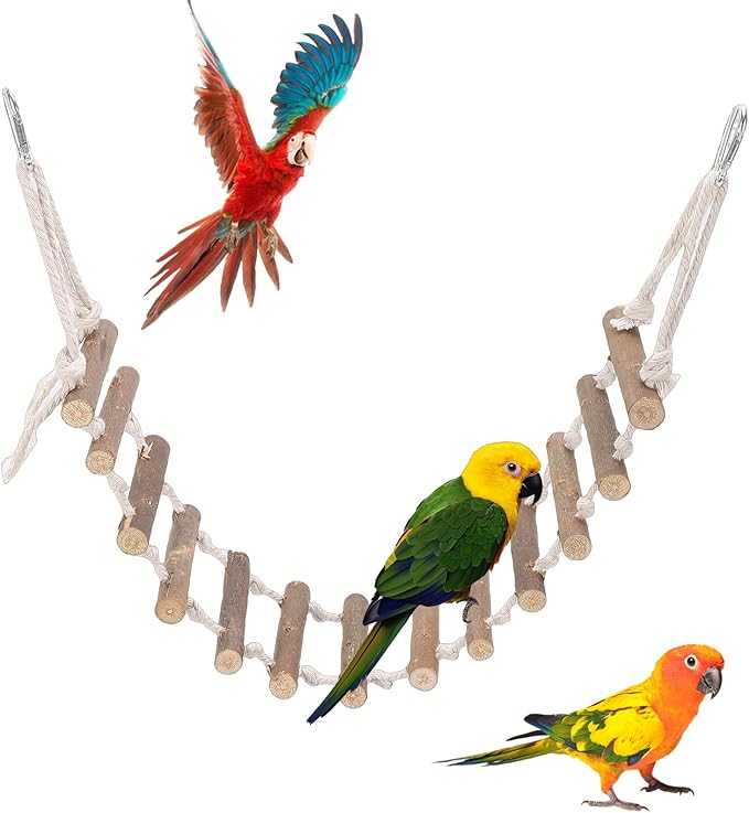Naturals Rope Wooden Ladder Bird Swing for Parrots & Hamsters