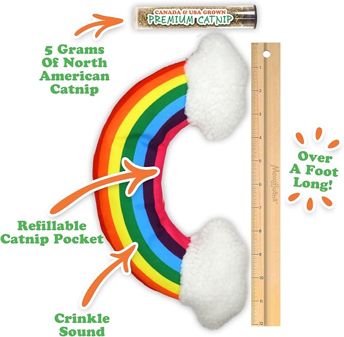 Meowijuana Kicker Toy for Cats | Get Kickin' Rainbow | Refillable Kicker Catnip Toy | Promotes Play and Cat Health | Includes Potent Hand Harvested Catnip Grown in North America