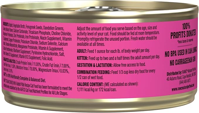 Rawz Natural Premium Pate Canned Cat Wet Food - Made with Real Meat Ingredients No BPA or Gums - 5.5oz Cans 24 Count (Rabbit)