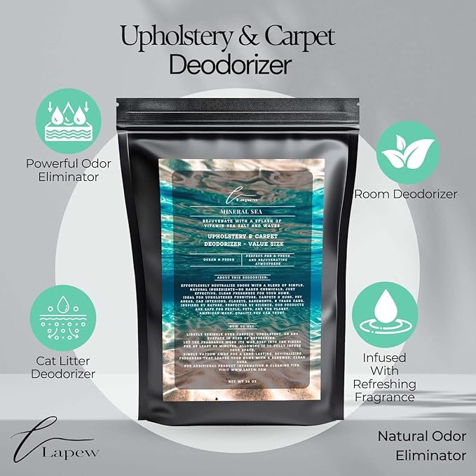 Mineral Sea Carpet Freshener Powder Refill 36 oz | Powerful Odor Eliminator for Home | Upholstery Deodorizer | Carpet Deodorizer | Pet Urine | Cat Litter Box | Vitamin Sea Fragrance