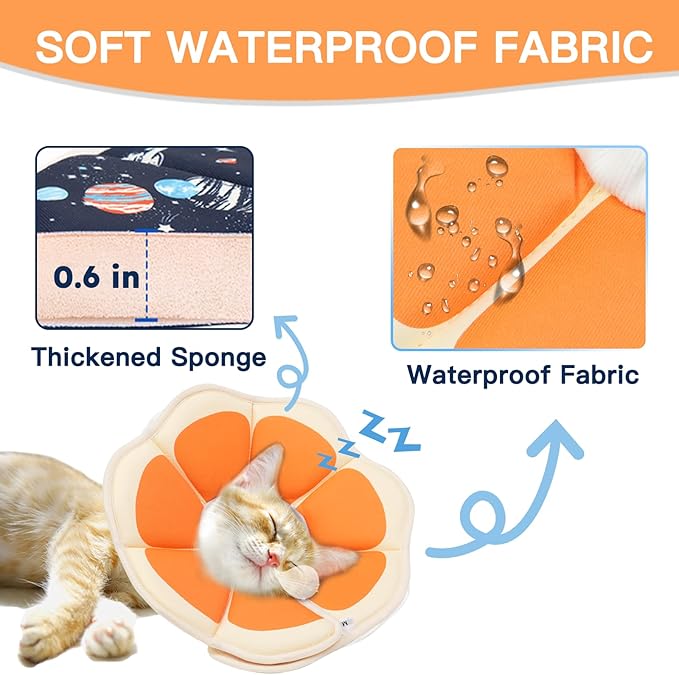 Cat Cone Collar Soft, Waterproof Cat Recovery Collar After Surgery, Adjustable Pet Donut Collar, Safety Elizabethan Collar to Prevent Licking Wounds for Kittens, Pet Cone Alternative