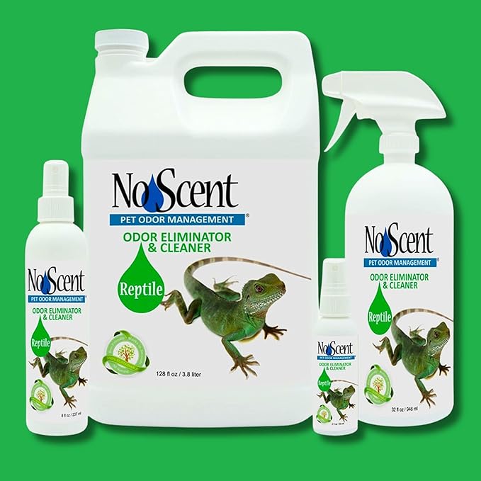 No Scent Reptile - Professional Pet Waste Odor Eliminator and Cleaner - Safe All Natural Probiotic & Enzyme Formula Smell Remover for Tanks Terrariums Enclosures and Substrates (2 oz x 2)