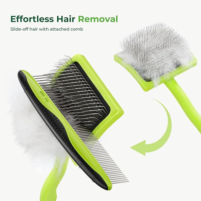 Pecute Slicker Brush for Dogs & Pet Comb, Professional Grooming Dog Brush for Goldendoodles, Poodles, Labradoodles, with Extra Long Soft Pins to Effectively Remove Tangles, Knots and Mats, 2PCS