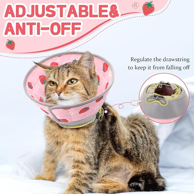 Cat Cone Collar Soft, Comfortable Cat Recovery Collar Pet Cone for Small Large Cats, Lightweight Elizabethan Collar for Cats Kittens After Surgery Prevent from Licking Wounds, Pink, S