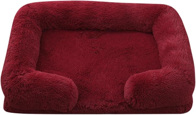 Dog Beds Large Sized Dog Orthopedic, Sofa Dog Bed with Waterproof Lining and Nonskid Bottom, Rectangle Washable Dog Bed for Medium Small Dogs and Cats Comfortable (Color : Red, Size : 43 x 27)