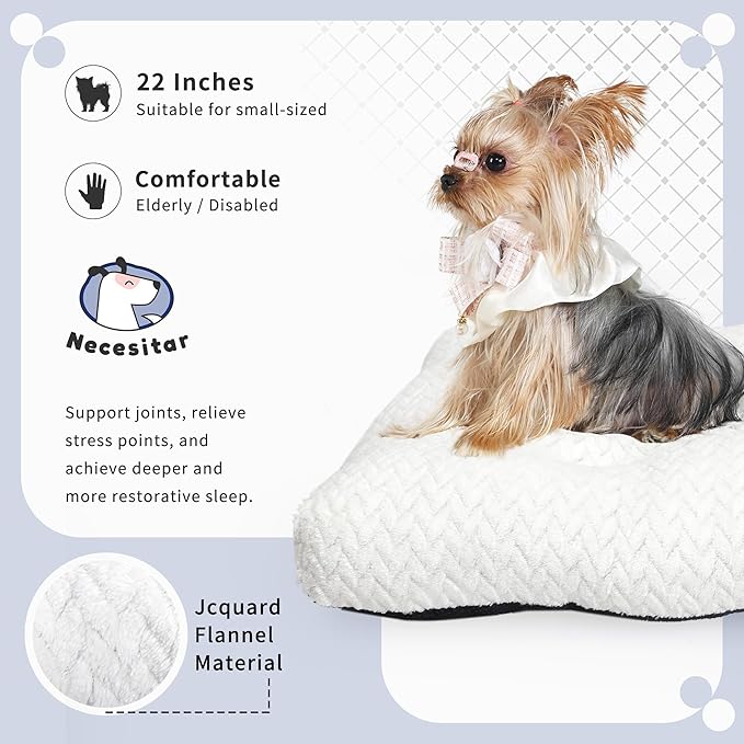 Dog Bed for Small Dogs Crate Washable 22 inch Dog Mats for Sleeping,Up to 15 lbs Soft and Fluffy White S