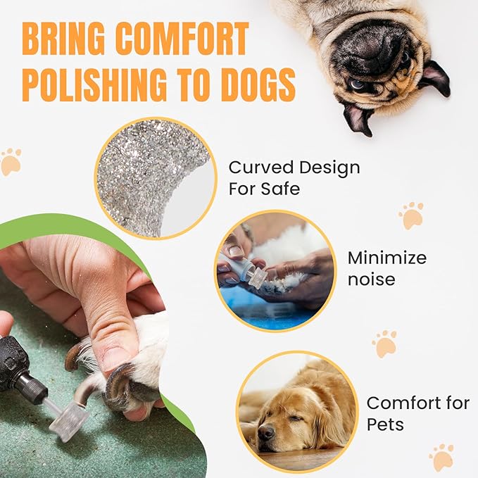 CAELUM Diamond-Coated Pet Nail Grinder Bit, 1/8” Shank for Dremel Nail Tools, Durable & Low-Noise Nail Trimmer for Dogs, Top & Side Grinding, Gentle, Precise Nail Grooming（80grit）