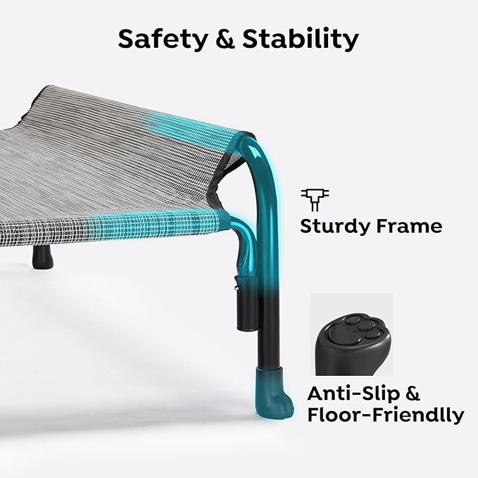 Veehoo XXL Outdoor Elevated Dog Bed, Raised Dog Cot for Extra Large Dogs, Cooling Washable Waterproof Pet Hammock Beds with Slope Headrest, Breathable Mesh and Sturdy Frame, XX-Large, CWC2204