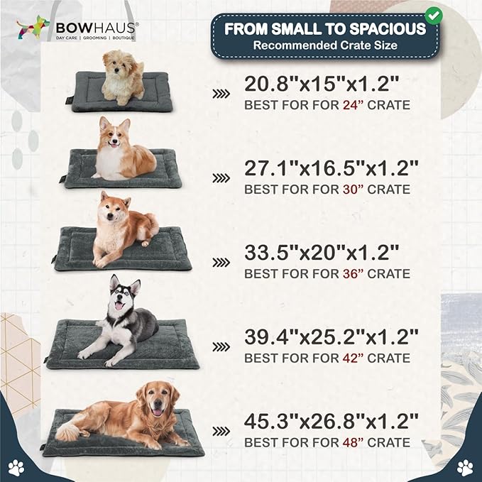 20.8" x 15” Machine-Washable Fluffy Dog Bed for 24" Kennel, Soft Crate Mat with Non-Slip Bottom, Cozy Pet Pad for Sleeping, Small Dog Kennel Flat Bed