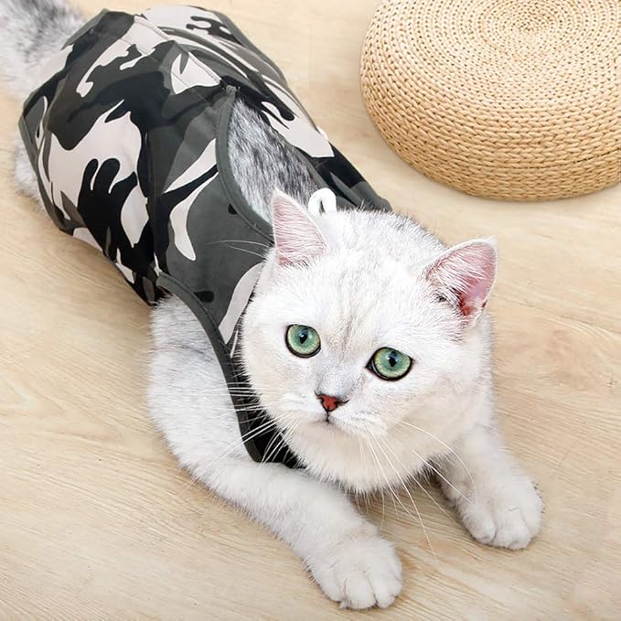 DOTON Cat Recovery Suit for Male and Female Surgical Post Surgery Soft Cone Onesie Shirt Clothes Neuter Licking Protective Diapers Outfit Cover Kitten Spay Collar(L, Camouflage)