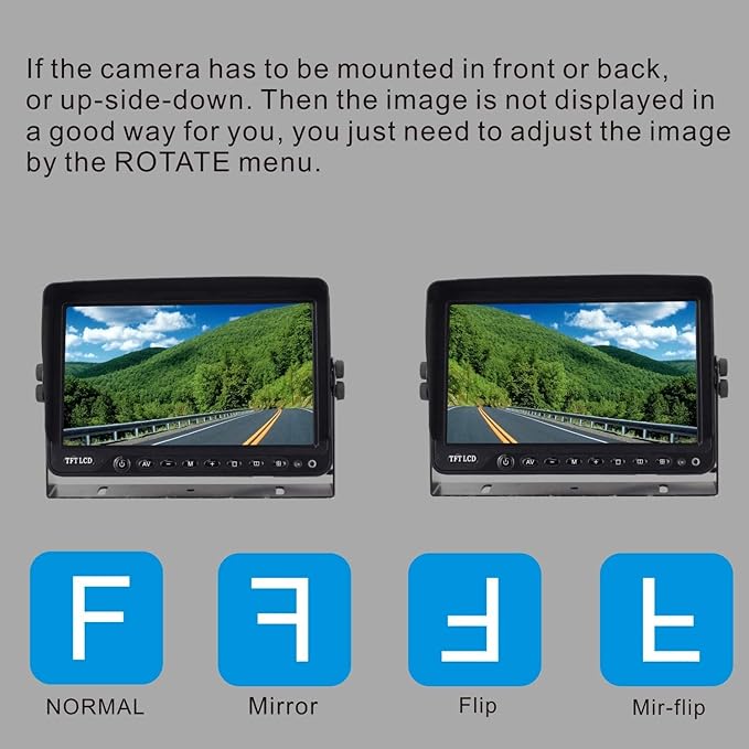 AHD 1080P 7" Reverse Rear View Backup Dual Camera System, Two Cameras with Night Vision Waterproof IP69K Vibration-Proof 10G for Truck/Trailer/RV/Bulldozer/Crop Sprayer/Agricultural Equipment
