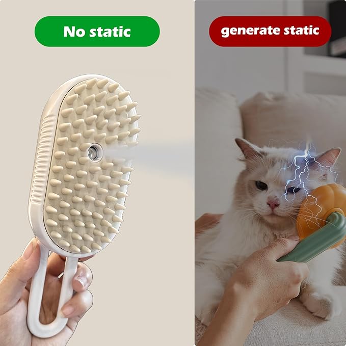 Cat Steam Brush for Shedding, Steam Brushes for Indoor Cats, 4 In 1 Rechargeable Cat Grooming Brush,Anti-Static, Massage, Cleaning, Shedding & Combing