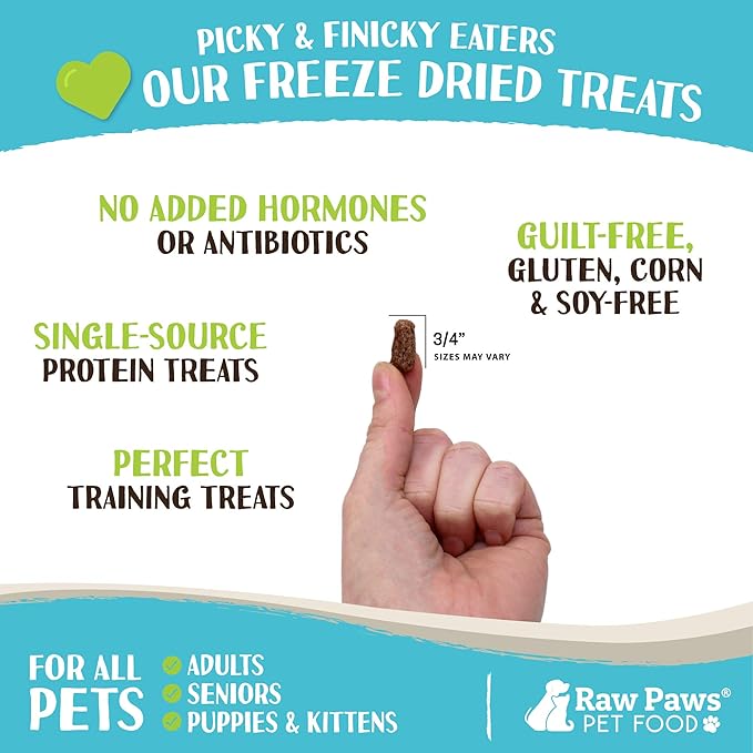 Raw Paws Freeze-Dried Pet Food for Dogs & Cats- Rabbit Recipe, 4-oz - USA Raw Dog Treats for Training - Cat and Dog Treats - 100% Rabbit Meat, No Added Hormones or Antibiotics