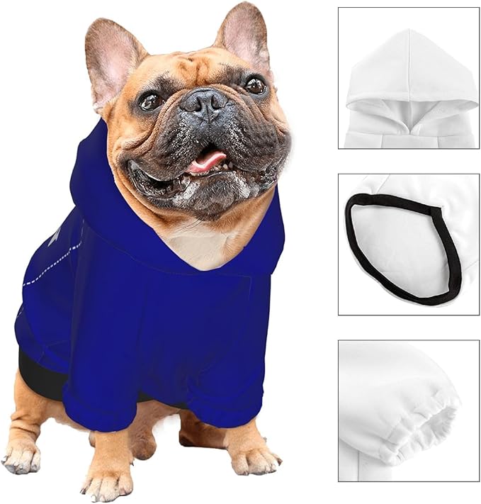Personalized Dog Hoodie, Custom Dog Costumes for Small Dogs, Holiday Happy Dog Clothes Football Pet Shirt Sweater with Name Number for Girl/Boy Cats/Kitten, Blue, XL
