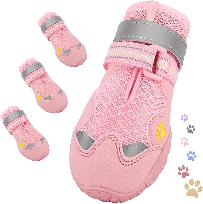 Dog Shoes for Large Medium Small Dog, Mesh Breathable Dog Shoes for Hot Pavement, Anti-Slip Dogs Boots Paw Protectors with Reflective for Outdoor Walking Indoor Hardfloors (Size 8)