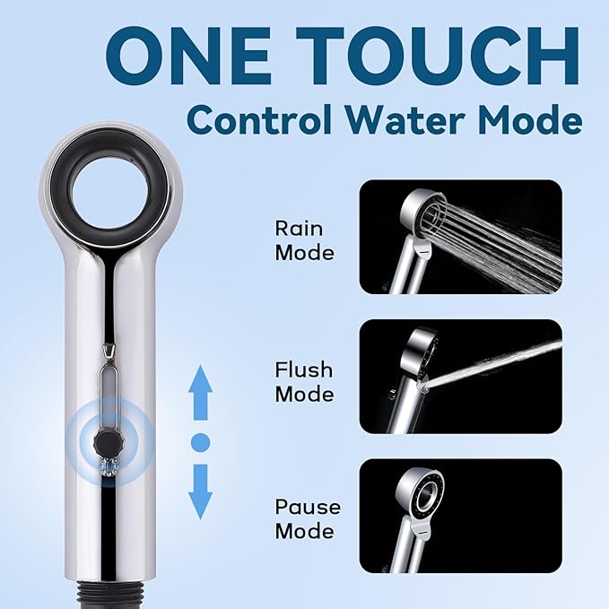 Dog Shower Attachment, 3 Mode Handheld Sprayer with ON/OFF Switch, G1/2" Metal Diverter, 100 Inches Stainless Steel Hose, No Drill Holder, for Pet and Dog Washing in Bathroom