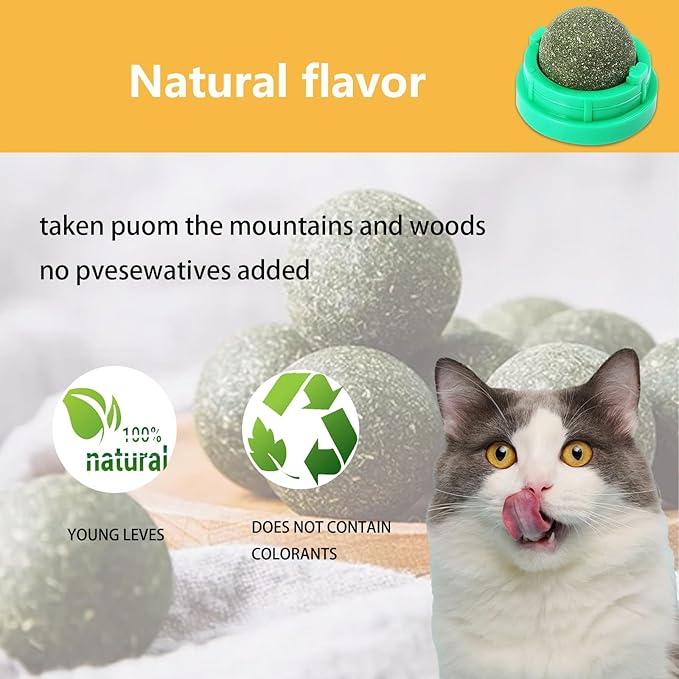 GATITOS Catnip Balls 1 Pcs, Catnip Ball for Cats Wall, Safe Healthy Kitten Chew Toys, Teeth Cleaning Dental Wall Treats, Edible Cats Lick Kitten Chew