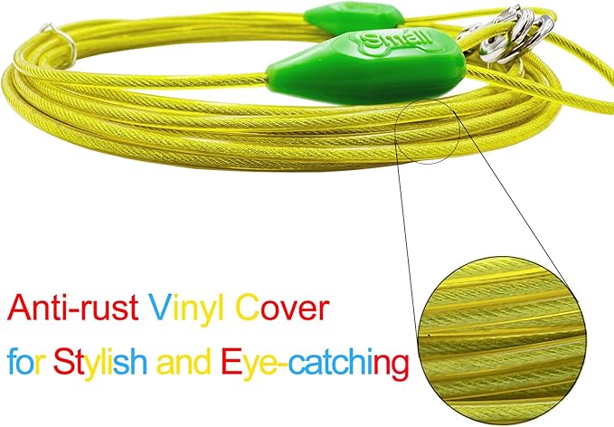 Petest 15ft Tie-Out Cable with Crimp Cover for Small Dogs Up to 35 Pounds