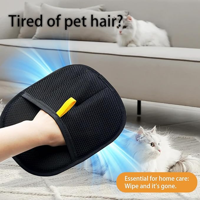 3pcs Reusable Electrostatic Pet Hair Remover Glove - Cat & Dog Grooming Gloves for Deshedding, Washable Hair Removal Tool for Furniture, Carpet, Clothes