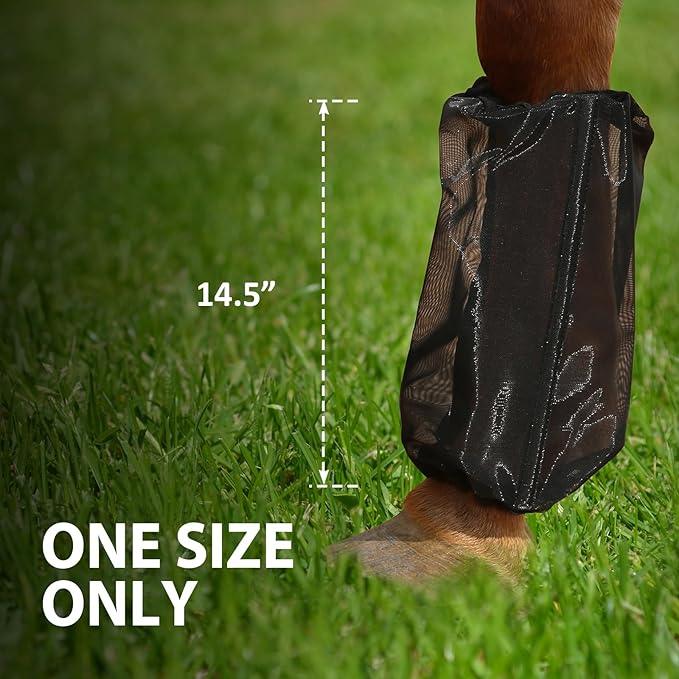Universal Size Horse Leggings Fine Mesh Horse Fly Boots Greatly Reduce Stomping Breathable Horse Boots Leg Wraps (Set of 4) Black