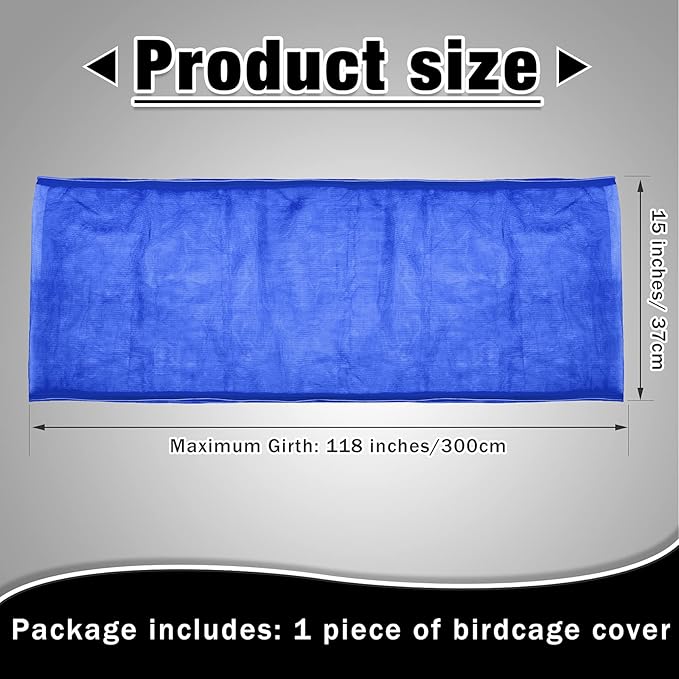 Shappy Large Bird Cage Seed Catcher,Bird Cage Cover Net Skirt Guard,Adjustable Soft Airy Mesh Net for Parrot Parakeet Macaw(118 x 15 Inch/ 300 x 37 cm,Blue)