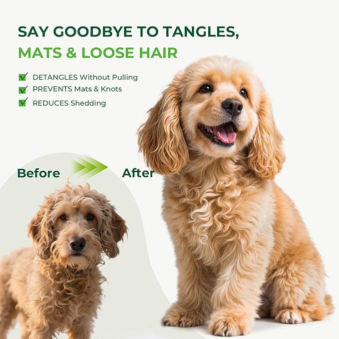 Pecute Slicker Brush for Dogs & Pet Comb, Professional Grooming Dog Brush for Goldendoodles, Poodles, Labradoodles, with Extra Long Soft Pins to Effectively Remove Tangles, Knots and Mats, 2PCS