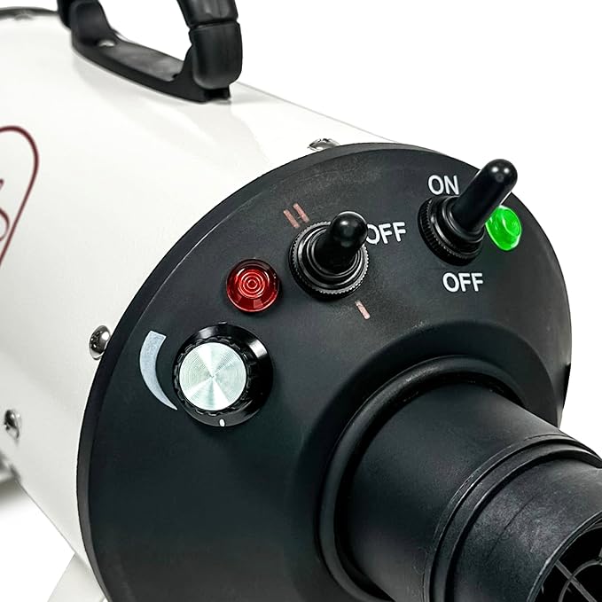 Flying Pig High Velocity Dog Pet Grooming Dryer w/Heater (Flying One, White w/Burgundy Logo)