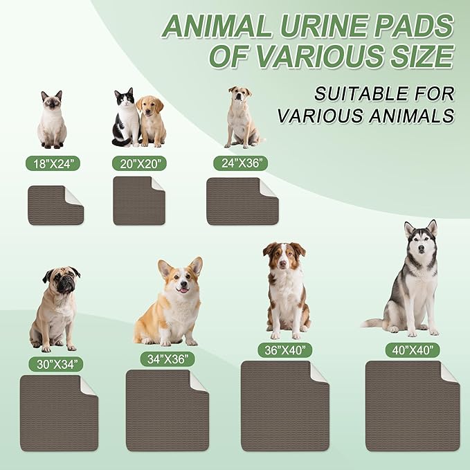 Washable Pee Pads for Dogs, 2 Pack Reusable Puppy Pads Dog Pads, Non-Slip Dog Pee Pads, Leakproof Pet Pee Pads Wee Wee Pads for Dogs. (Coffee, 24"x36"(Pack of 2))