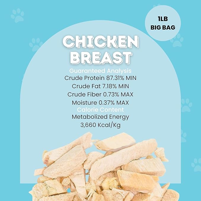hotspot pets Freeze Dried Chicken Treats for Cats & Dogs -1LB Big Bag- Made in USA - Single Ingredient - Resealable Bag, All Natural Grain-Free (Chicken Breast)- Perfect for Training, Topper or Snack