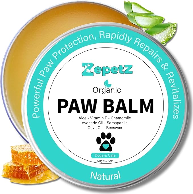 Lick-Safe Organic Paw & Nose Balm for Dogs, Cats & More – All-Natural, Vegan, Hypoallergenic – Heals, Protects & Restores Dry, Cracked Paws, Snouts & Elbows – Aloe, Avocado Oil, Beeswax – 1.75 oz