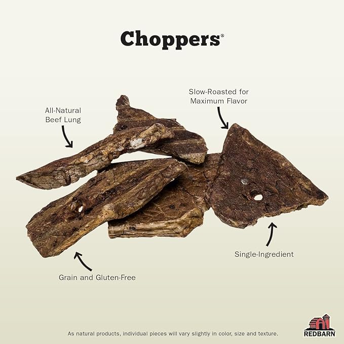 Redbarn Beef Lung Choppers Dog Chew, All-Natural high-Protein Low-Fat Grain-Free, Highly Palatable Treats sourced from Grass-Fed Cattle, Pack of 2