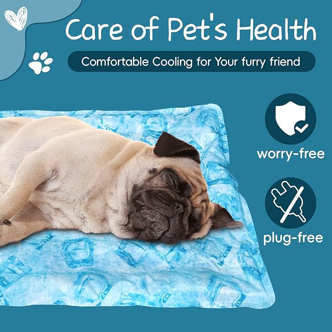 Cooling Pad for Large Dog,Instant Pet Cool Mat,Comfortable Cool Pet Mat for Cat.Portable Dog Bed for Summer. Suitable for Outdoor Summer Crate Pad.Long Time Cooling.Ice Brick(Size-L 19.7 * 23.6in)