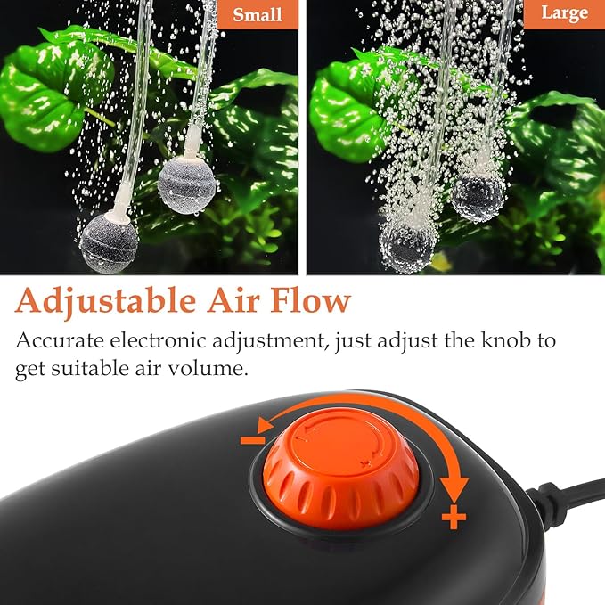 FEDOUR 4W/5W/8W Aquarium Corded Electric Air Pump, 96GPH/160GPH/256GPH Dual Outlets 4 Outlets Oxygen Pump, Ultra Quiet Aquarium Bubbler for up to 300 Gallon Fish and Turtle Tank