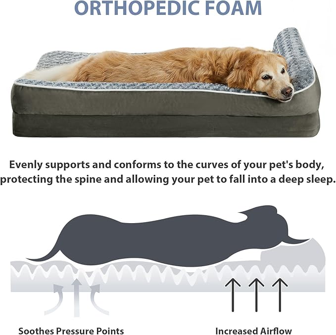 BFPETHOME Orthopedic Dog Beds for Large Dogs-Waterproof Sofa Dog Bed with Removable Washable Cover, Large Pet Bed with Waterproof Lining and Nonskid Bottom, Pet Bed for Dogs