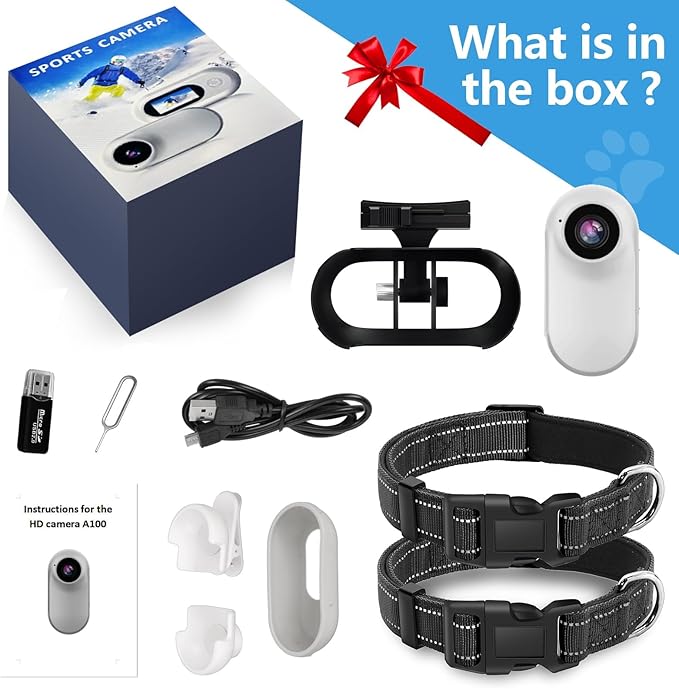 ehomful HD 1080P Cat Camera Collar with Video Record Wireless Mini Sport cam,Small Action Cameras,Body Camera for Pet Supplies/Stuff,Outdoor/Inoor Birthday Gift No WiFi