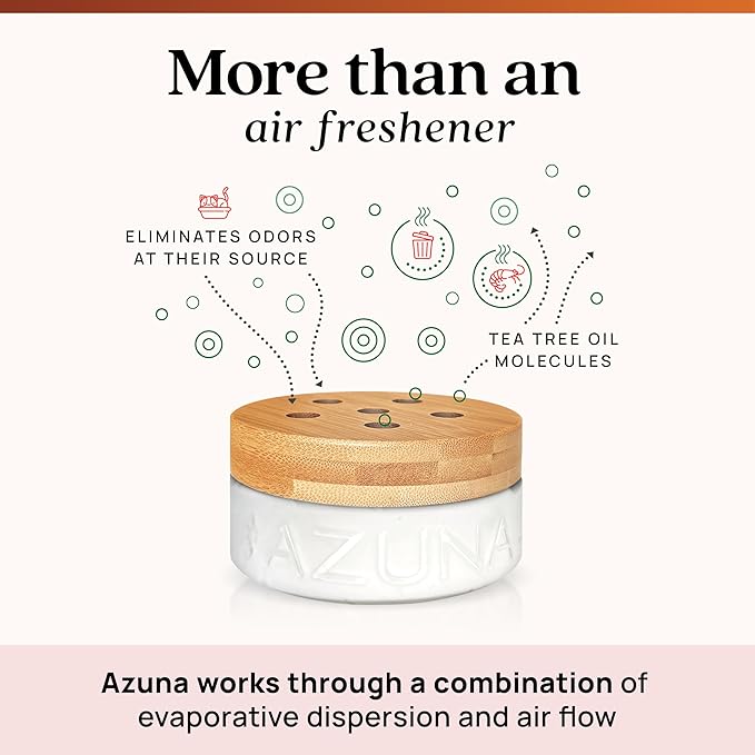 Azuna All-Natural Odor Remover Gel Refill Pouch | Air Purifier with Tea Tree Oil | Plant-Based & Long Lasting | For Pet Odors, Smoke & Strong Odors | Sandalwood/Bourbon, 24 oz.